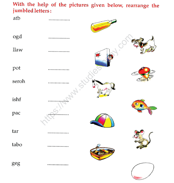 Naming Words Worksheet For Kindergarten